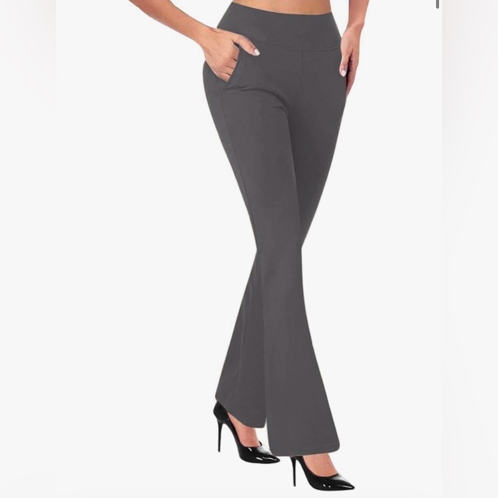 Women’s Pull On Dress Yoga Flare Pants Dark Grey Stretchy Sz 2XL